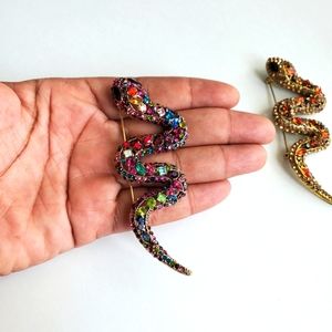 Large Rhinestone Snake Brooch
